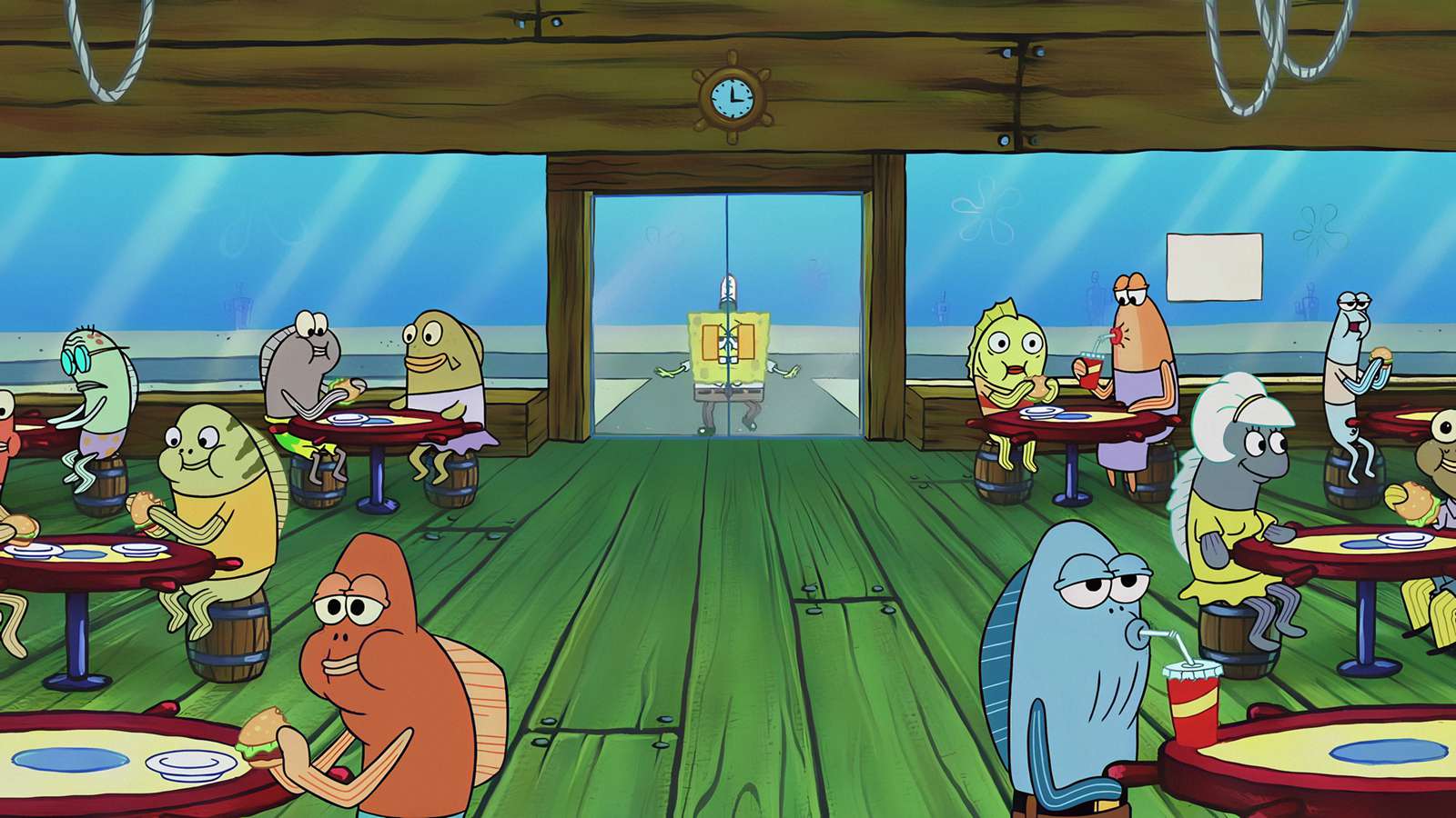 图片[1]-桌面壁纸 066 海绵宝宝 餐厅 高清4K壁纸3840×2160-美图