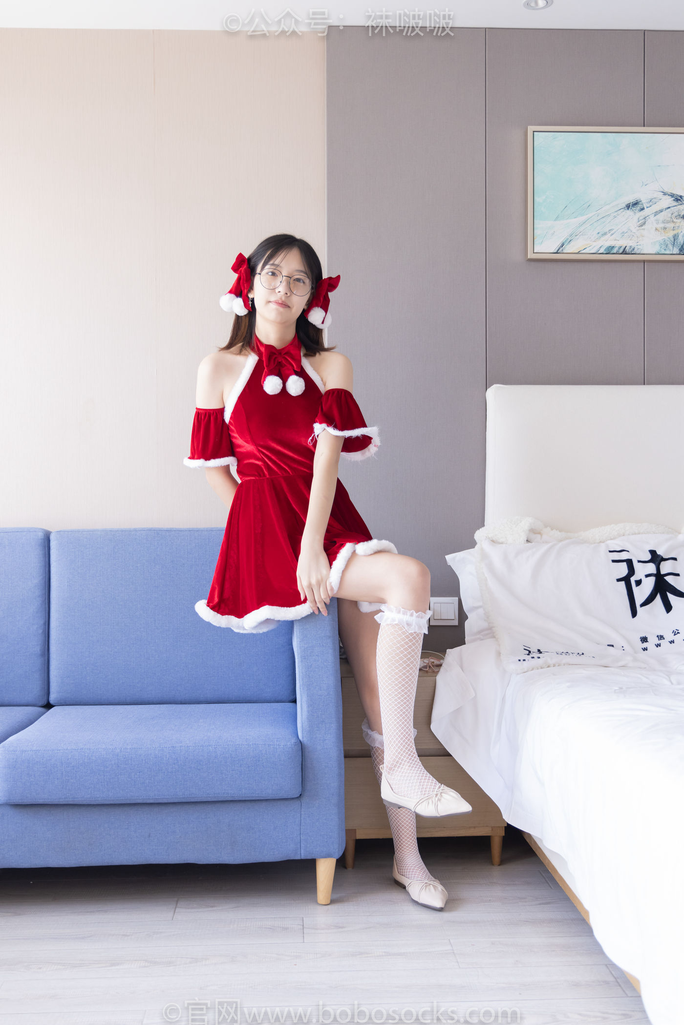 图片[2]-[BoBoSocks袜啵啵]NO.043 小甜豆-圣诞服、平底鞋、高跟鞋、白色渔往袜 [165P/1V/8.42GB]-美图