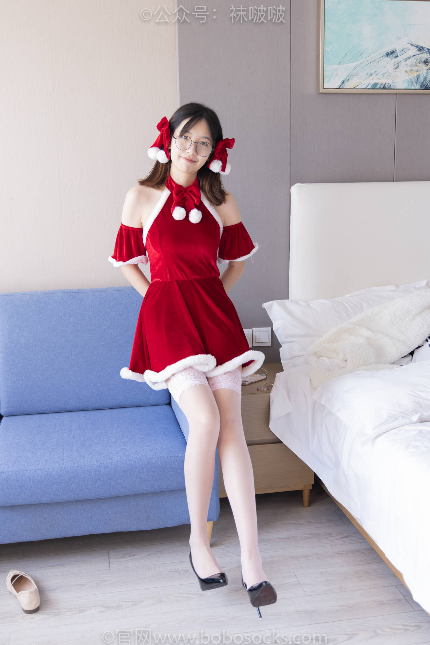图片[4]-[BoBoSocks袜啵啵]NO.043 小甜豆-圣诞服、平底鞋、高跟鞋、白色渔往袜 [165P/1V/8.42GB]-美图