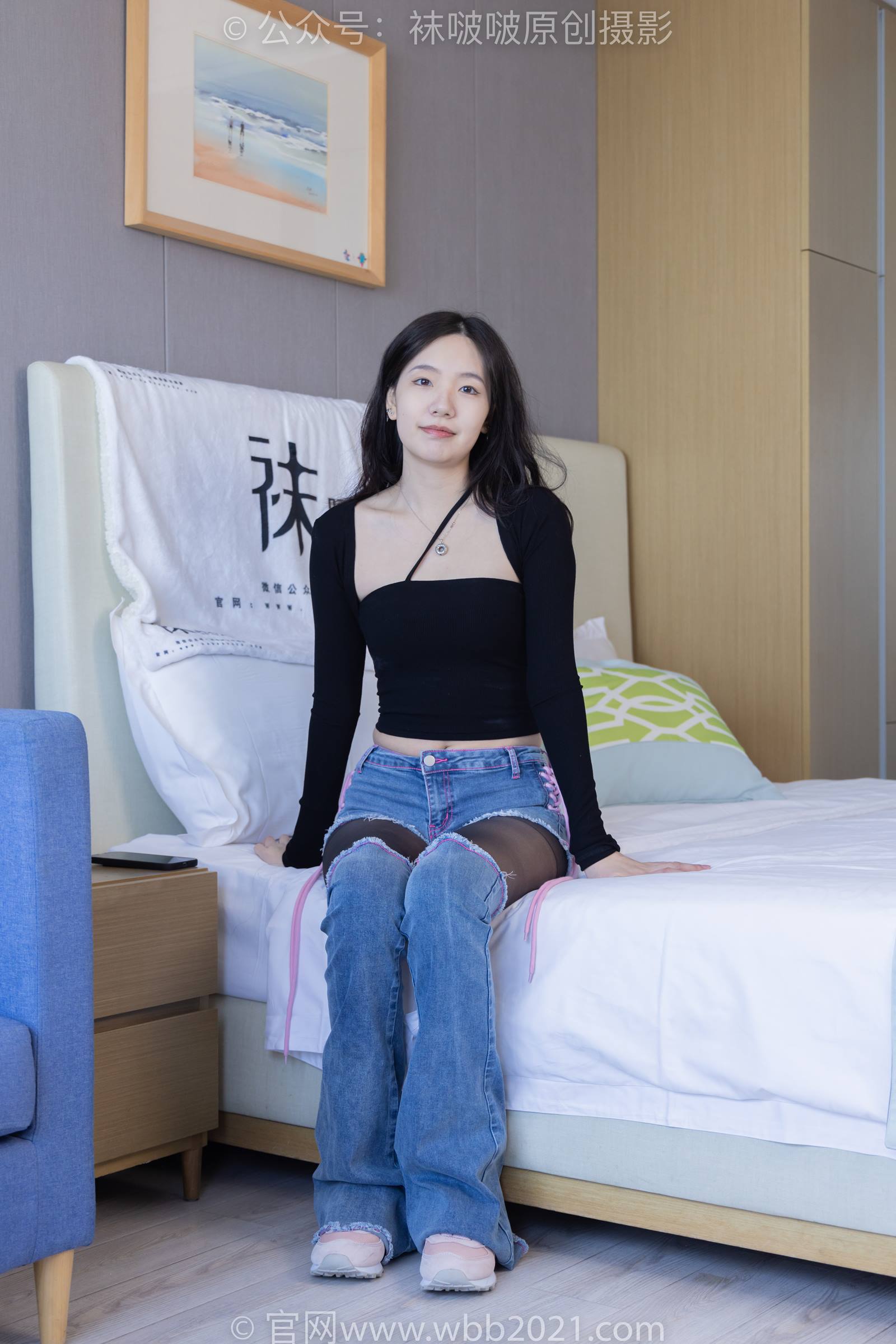 图片[2]-[BoBoSocks袜啵啵]NO.317 小甜豆-运动鞋、可拆卸牛仔裤、粉色棉袜、黑丝、裤里丝[140P/1V/6.37GB]-美图