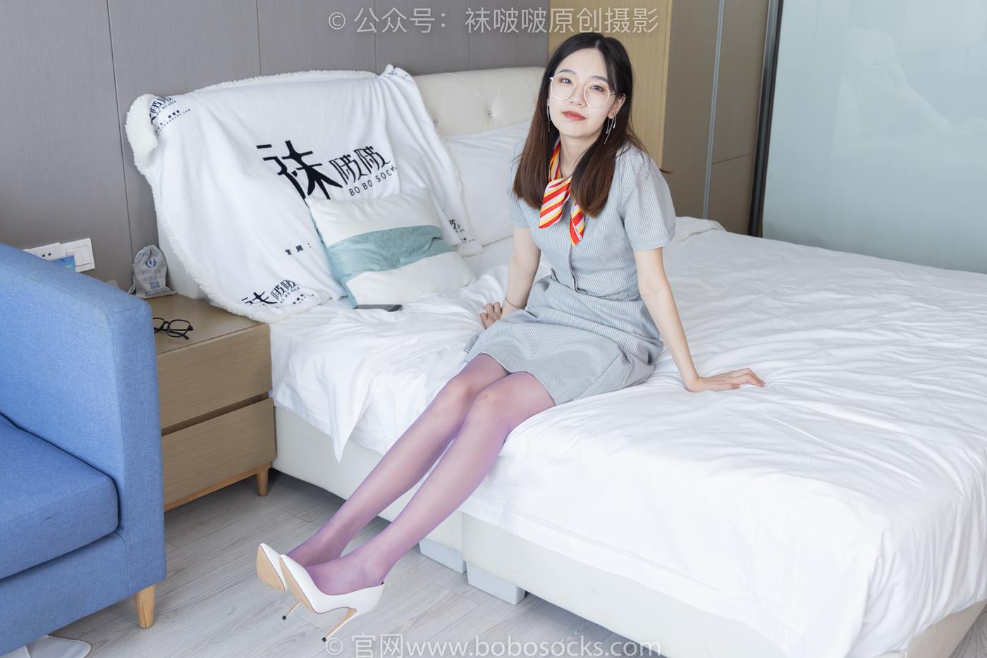 图片[2]-[BoBoSocks袜啵啵]NO.205 小甜豆-白色高跟鞋、紫色油亮丝袜[140P/1V/5.57GB]-美图