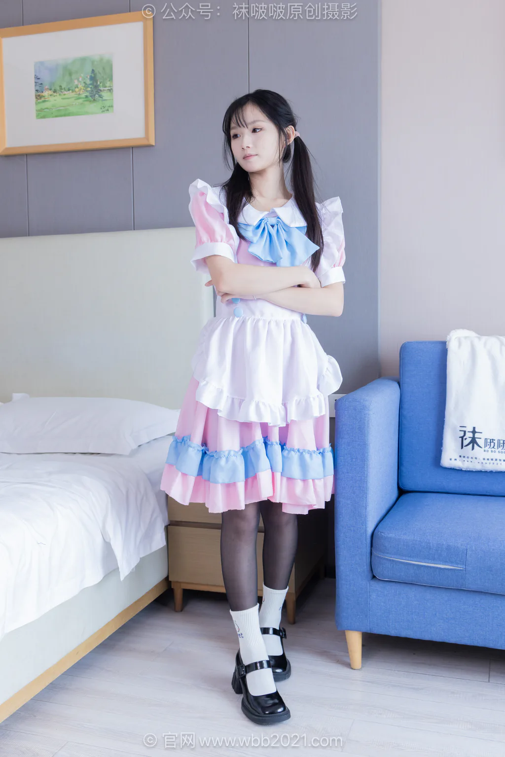 图片[2]-[BoBoSocks袜啵啵]NO.639 甜甜圈-皮鞋、两双白棉袜、薄黑丝、钕仆装[158P/1V/6.38GB]-美图