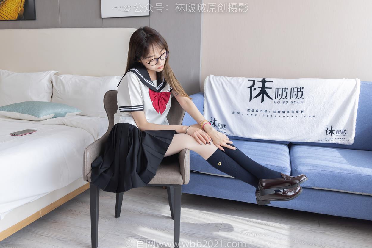 图片[4]-[BoBoSocks袜啵啵]NO.530 稚予-皮鞋、高跟鞋、深蓝色小腿棉袜、油亮白丝油亮肉丝、jk至服[145P/1V/5.57GB]-美图