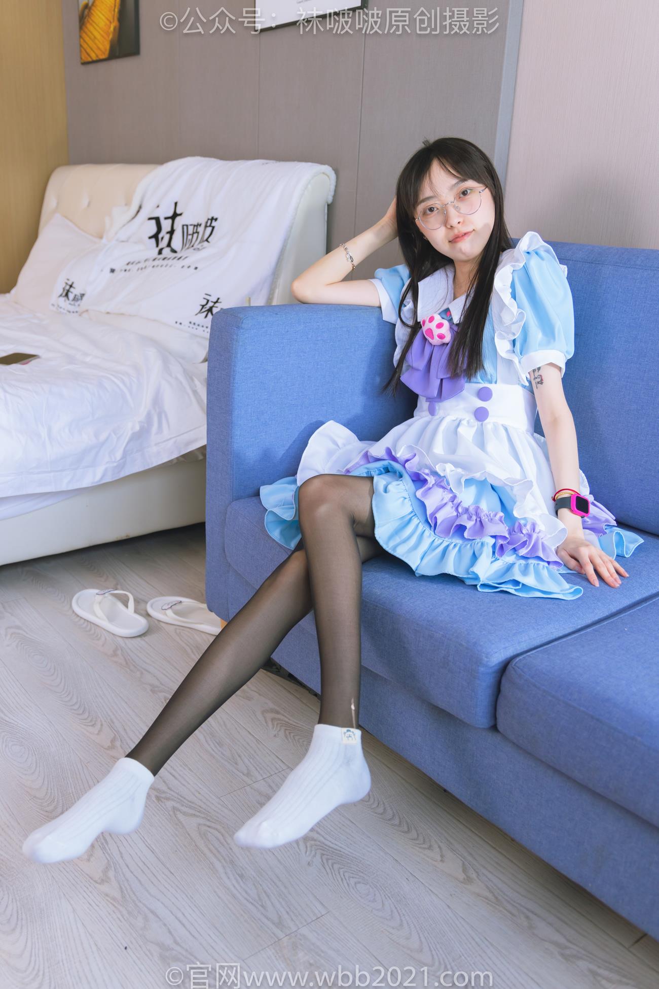 图片[2]-[BoBoSocks袜啵啵]NO.437 稚予-钕仆装、人字拖、薄黑丝、白棉袜、裸足[140P/1V/7.23GB]-美图