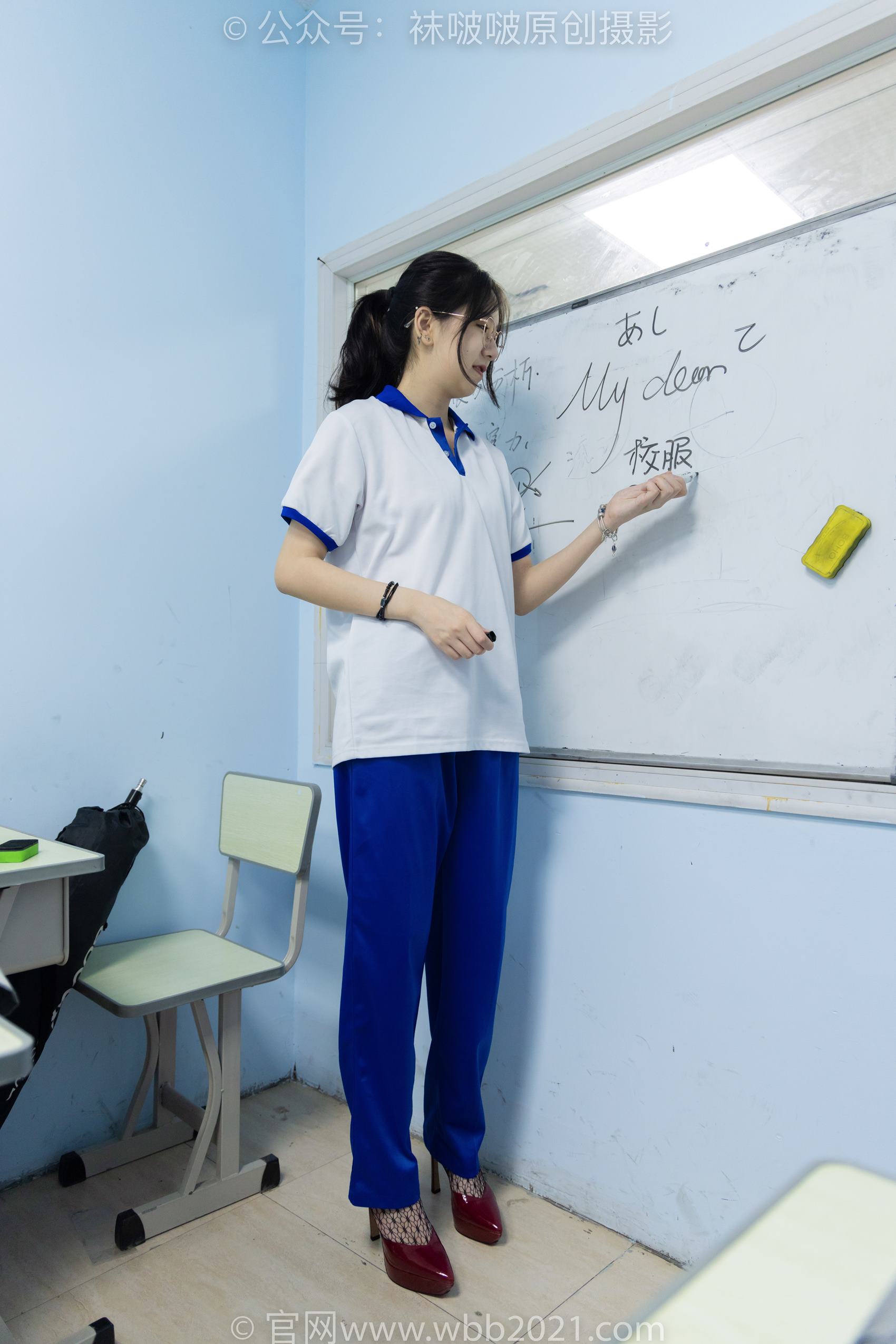 图片[3]-[BoBoSocks袜啵啵]NO.375 小甜豆-高跟鞋、黑色蕾SI往袜、校服裤里丝[160P/1V/7.68GB]-美图